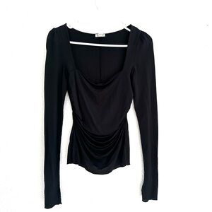 Free People Black Ruched Long Sleeve